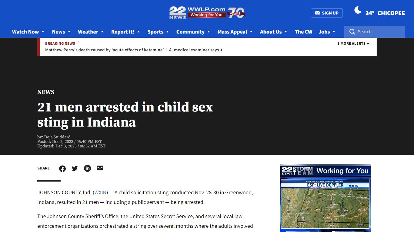 21 men arrested in child sex sting in Indiana - WWLP