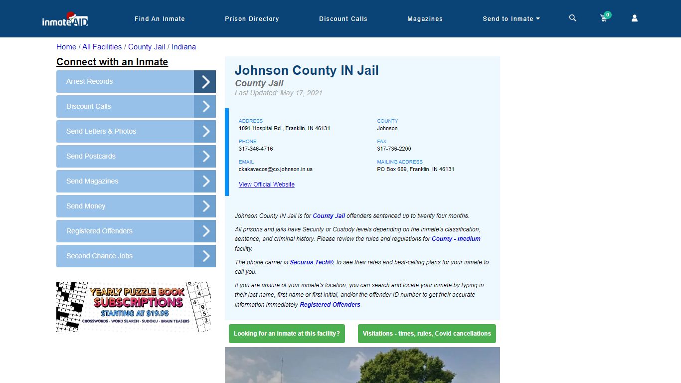 Johnson County IN Jail - Inmate Locator - Franklin, IN